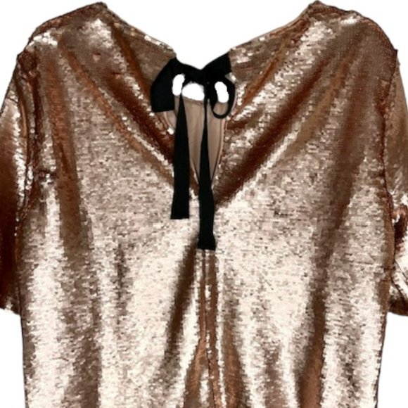Peyton & Parker Cropped Sequined Cropped Top - Rose Gold - L - Picture 7 of 10